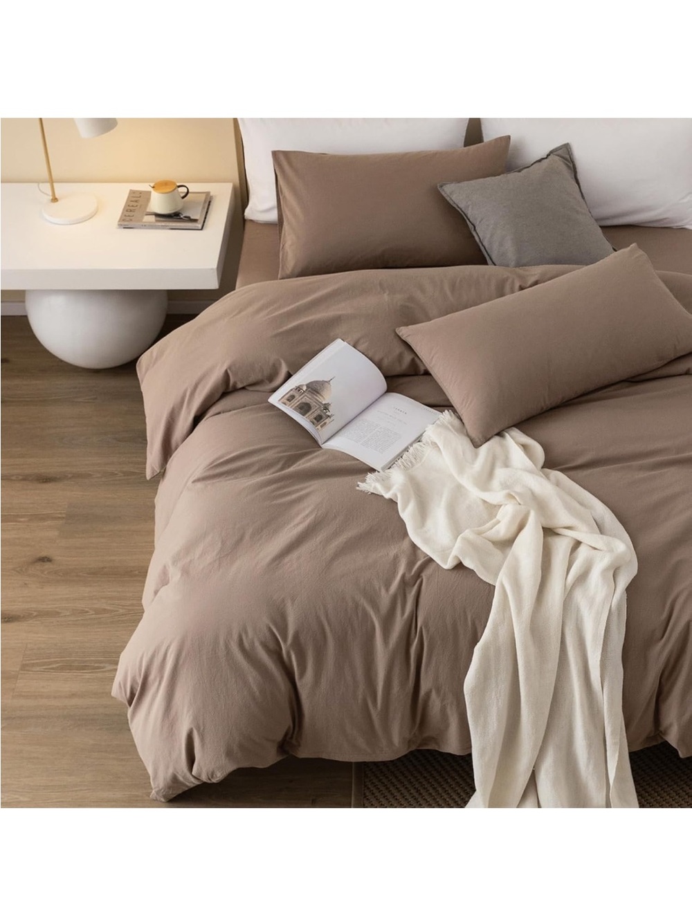 NEW Queen 100% Washed Cotton Duvet Cover Set, 3-Piece, Relaxed Linen Feel - Picture 2 of 7